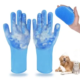 2pcs dog washing gloves and dog bath brush, 2-in-1 pet shower set | Suitable for dogs, cats, bath massage, and pet grooming