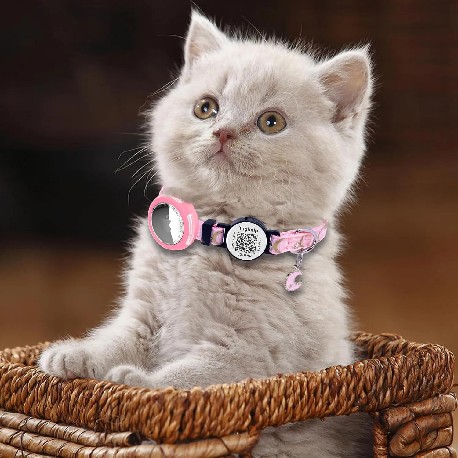 3 Pack Breakaway Cat Collars with Bell - Adjustable Apple Waterproof Airtag Holder for Cats, Safety Buckle for Girl & Boy Pets - Ideal Pet Supplies & Gifts (Black, Blue, Pink)
