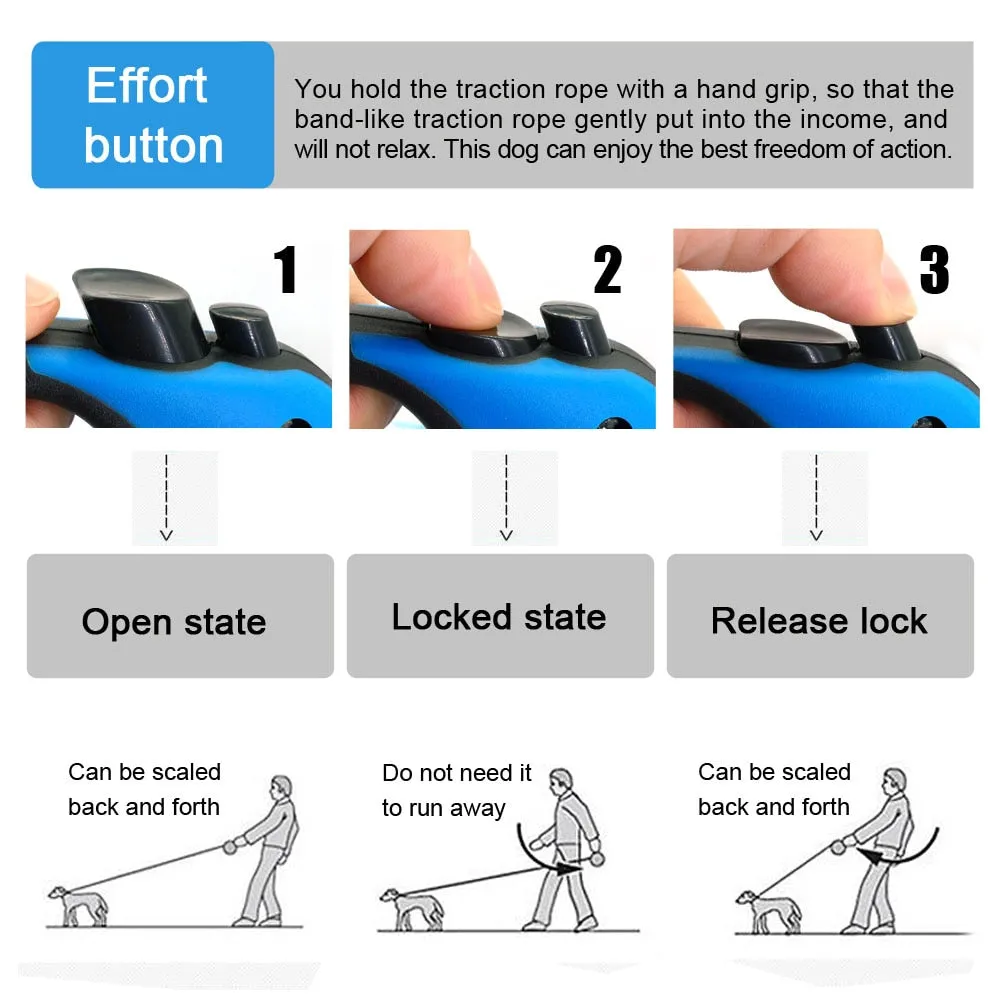 3M/5M Retractable Dog Leash Automatic Rope Pet Running Walking Extending Lead For Small Medium Dogs