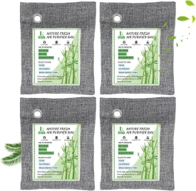 4 Pack Activated Charcoal Odor Absorber. Nature Fresh Bamboo Charcoal Air Purifying Bag Home Closet Air Freshener Deodorizer and Moisture Eliminator, Purifier for Closet, Shoe, Car Air freshener