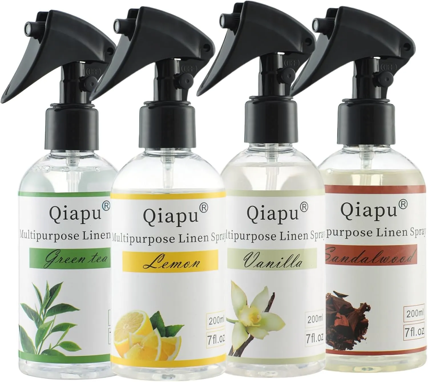 4-Pack Linen Spray Set  Vanilla, Sandalwood, Green Tea & Lemon Room Spray for Pillows, Sheets & Home Fragrance with Natural Essential Oils