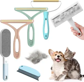 6 Pcs Pet Hair Remover for Couch, Dog and Cat 4-in-1 Hair Remover for Couch, Reusable Pet Hair Removal Tool, Portable Carpet Scraper and Brush for Carpet, Furniture, Blanket, Clothes, Bedding, Car Mat