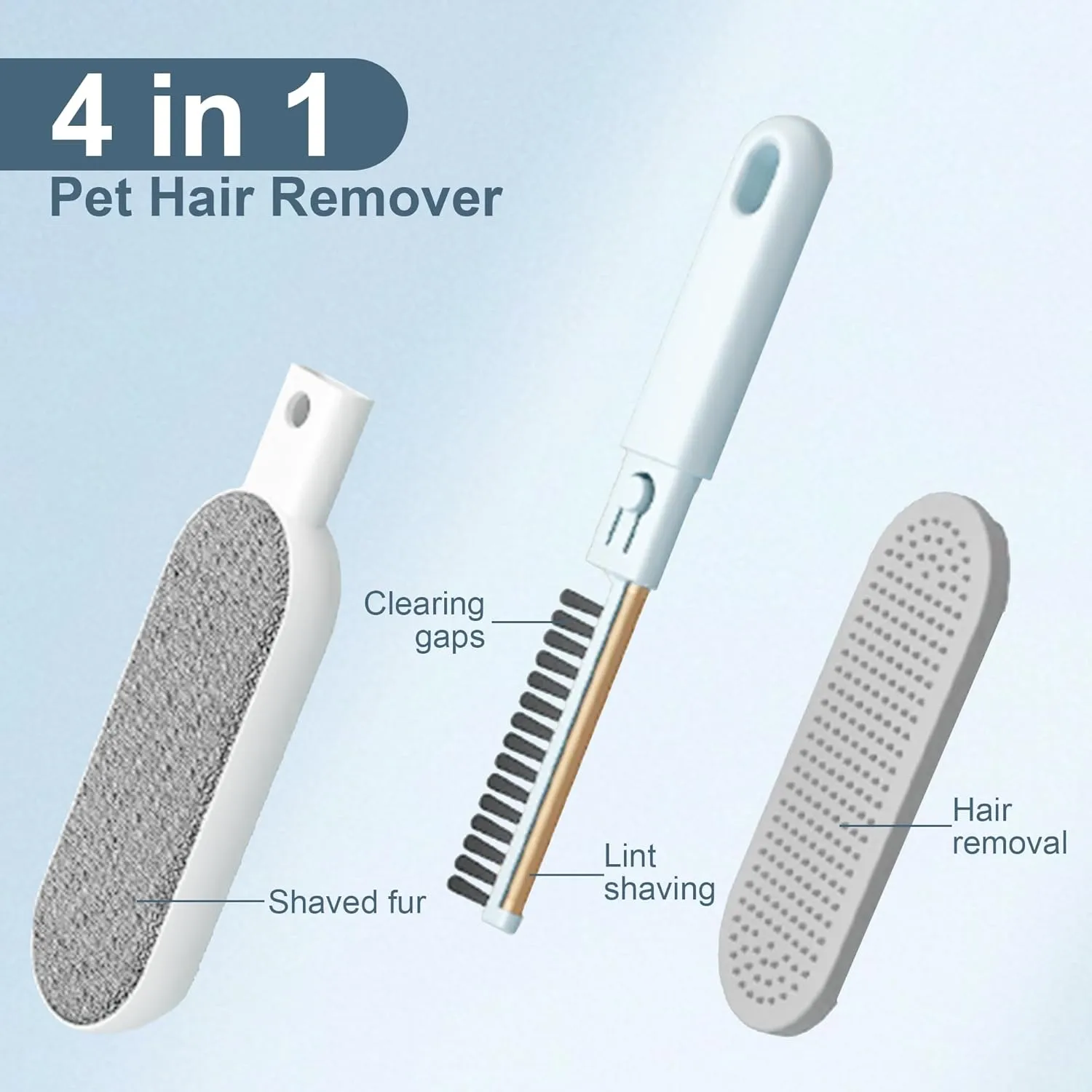 6 Pcs Pet Hair Remover for Couch, Dog and Cat 4-in-1 Hair Remover for Couch, Reusable Pet Hair Removal Tool, Portable Carpet Scraper and Brush for Carpet, Furniture, Blanket, Clothes, Bedding, Car Mat