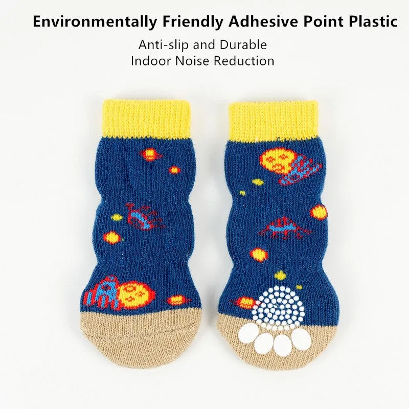 A99 LPS 4 Pcs Anti-Slip Pet Dog Cat Long Socks / Paw Protector / Traction Control for Indoor Wear, Knitted Pet Dog Cat Socks