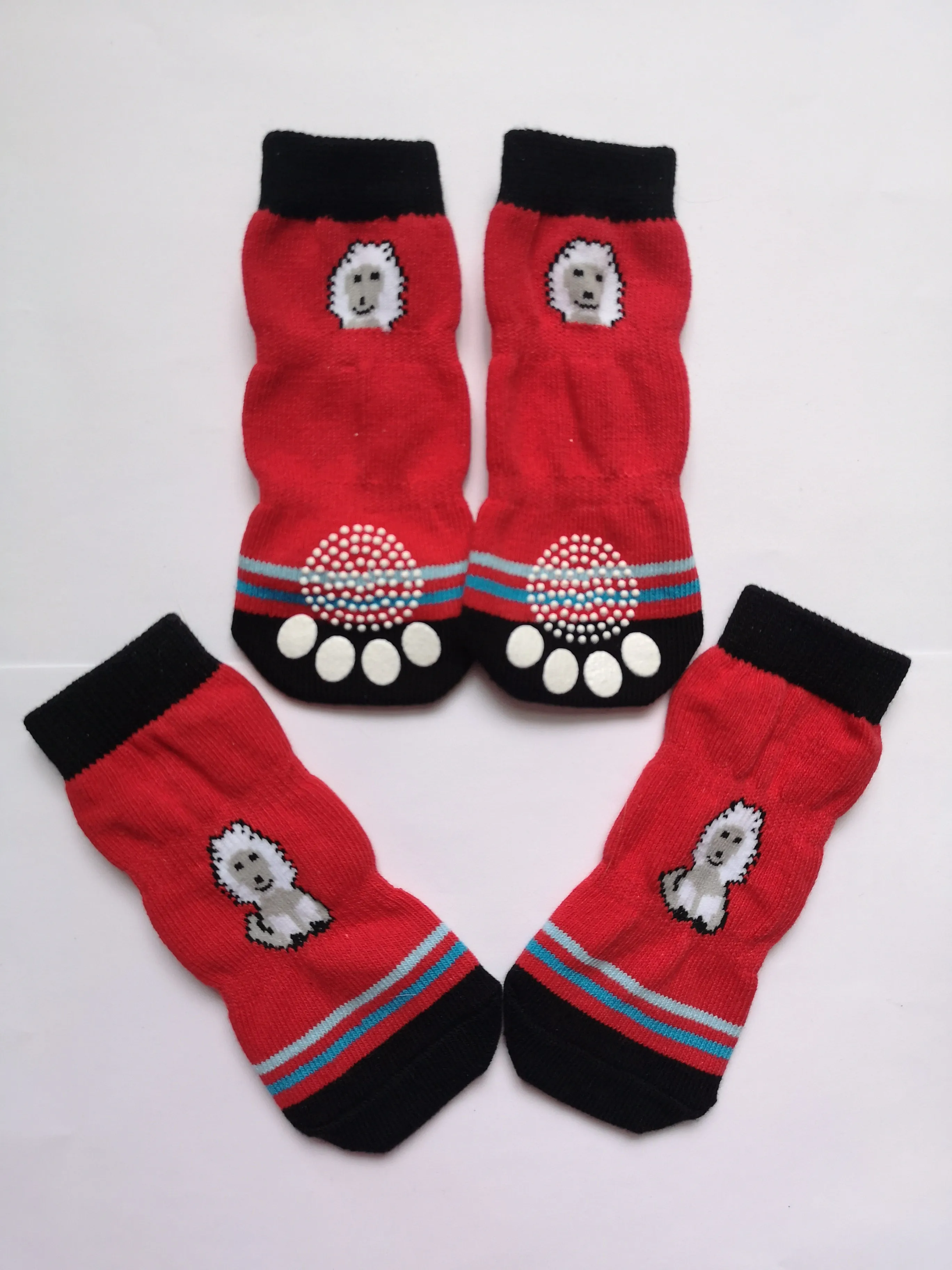 A99 LPS 4 Pcs Anti-Slip Pet Dog Cat Long Socks / Paw Protector / Traction Control for Indoor Wear, Knitted Pet Dog Cat Socks