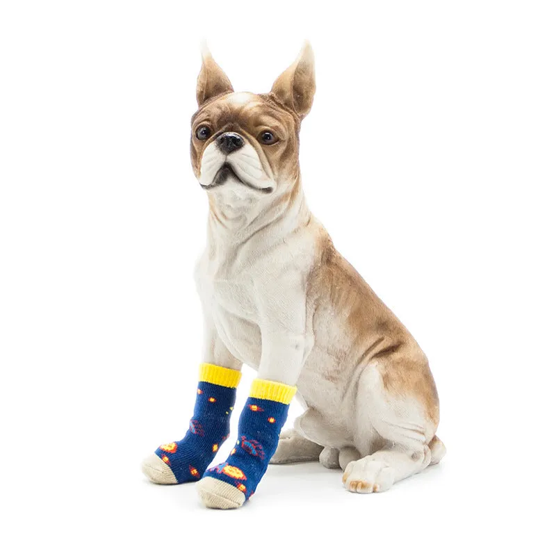 A99 LPS 4 Pcs Anti-Slip Pet Dog Cat Long Socks / Paw Protector / Traction Control for Indoor Wear, Knitted Pet Dog Cat Socks
