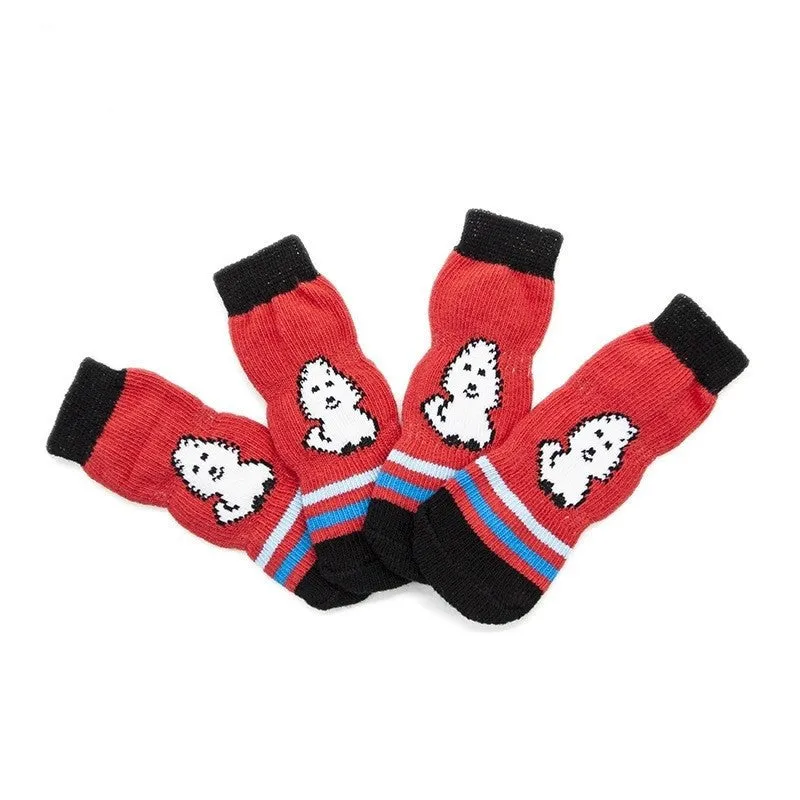 A99 LPS 4 Pcs Anti-Slip Pet Dog Cat Long Socks / Paw Protector / Traction Control for Indoor Wear, Knitted Pet Dog Cat Socks