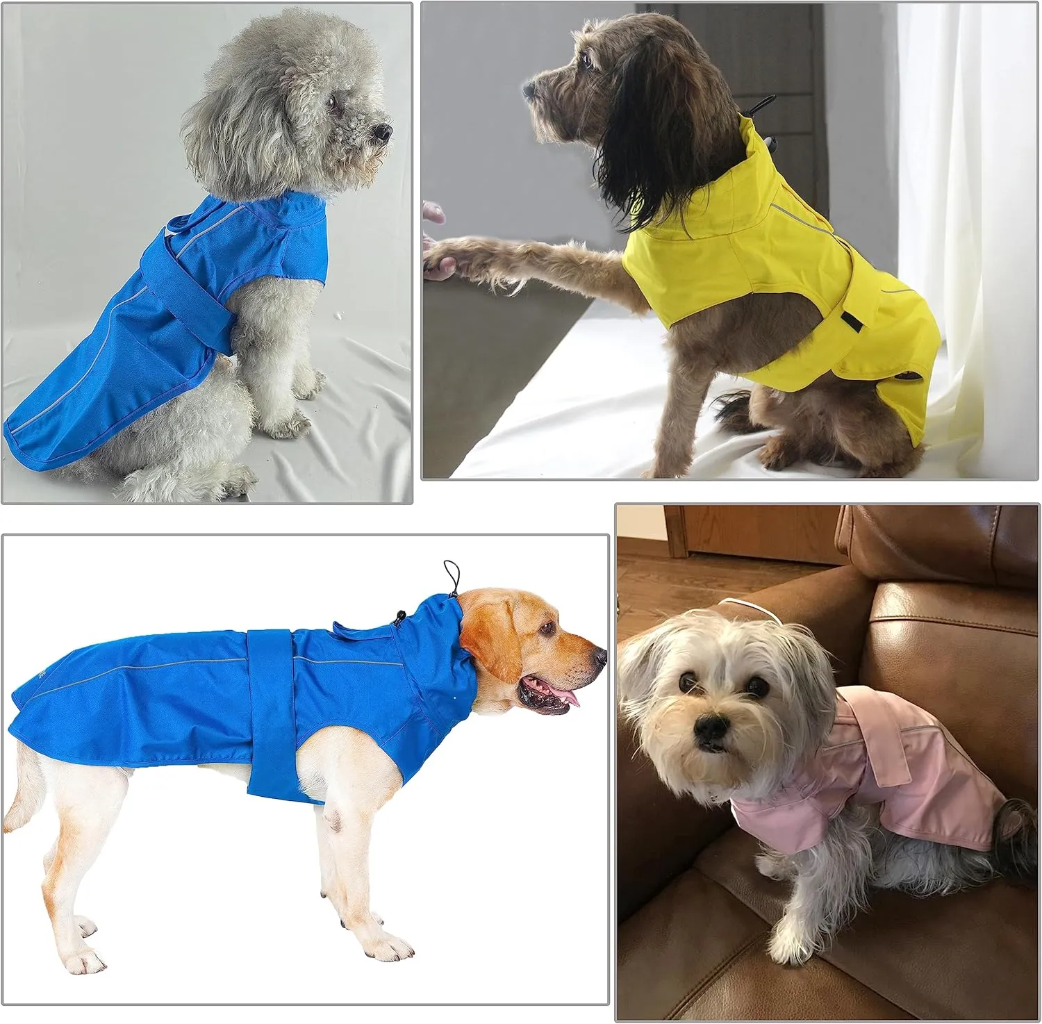 Adjustable Waterproof Dog Raincoat for Dogs,Lightweight Pet Rain Jacket Puppy Clothes with Reflective Strip for Small Medium Large Dogs (Red, X-Large)