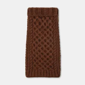 Aran Caramel Brown Hand knitted Designer Wool Dog Jumper