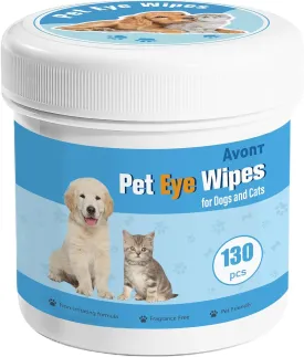 Avont Dog Eye Wipes Tear Stain Remover, 130 Pcs Cat Eye Cleaner for Discharge Crust, Gently Cleaning Pet Faces