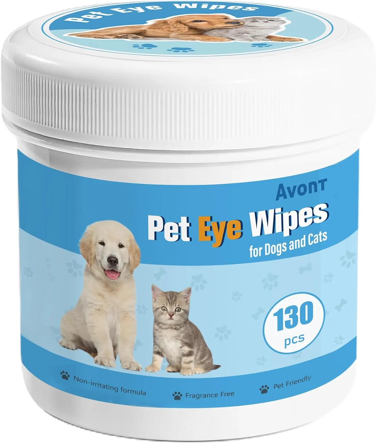 Avont Dog Eye Wipes Tear Stain Remover, 130 Pcs Cat Eye Cleaner for Discharge Crust, Gently Cleaning Pet Faces