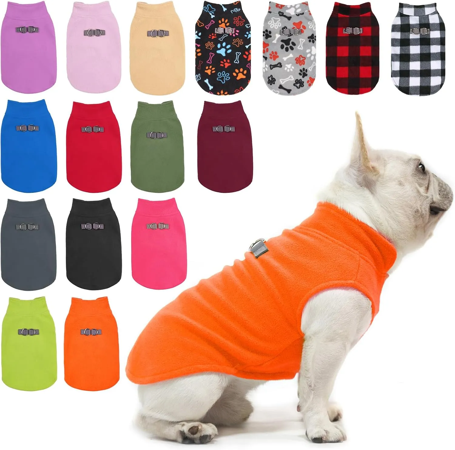 BEAUTYZOO Dog Fleece Vest Sweater Winter Jacket for Small and Medium Dogs with D-Ring Leash Cold Weather Coat Hoodie for XS S M Dogs Boy or Girls,Orange L
