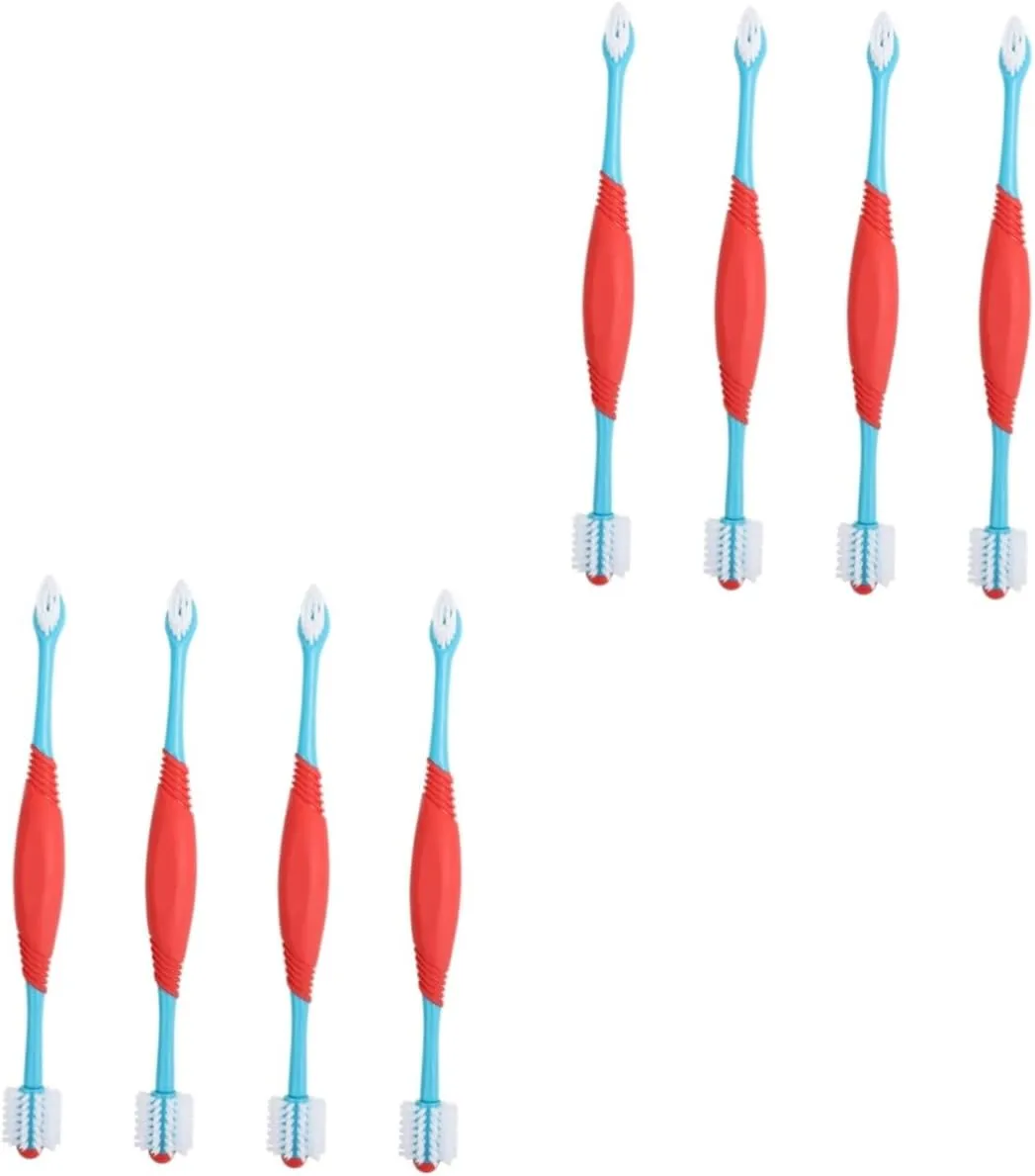 BESPORTBLE 8pcs Double-Ended Dog Toothbrush Pet Oral Cleaning Brushes for Pets Non-deformable TPE Material for Teeth Care and