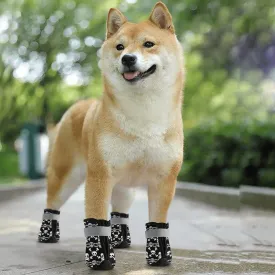 Black With White Skulls Non Slip Dog Socks