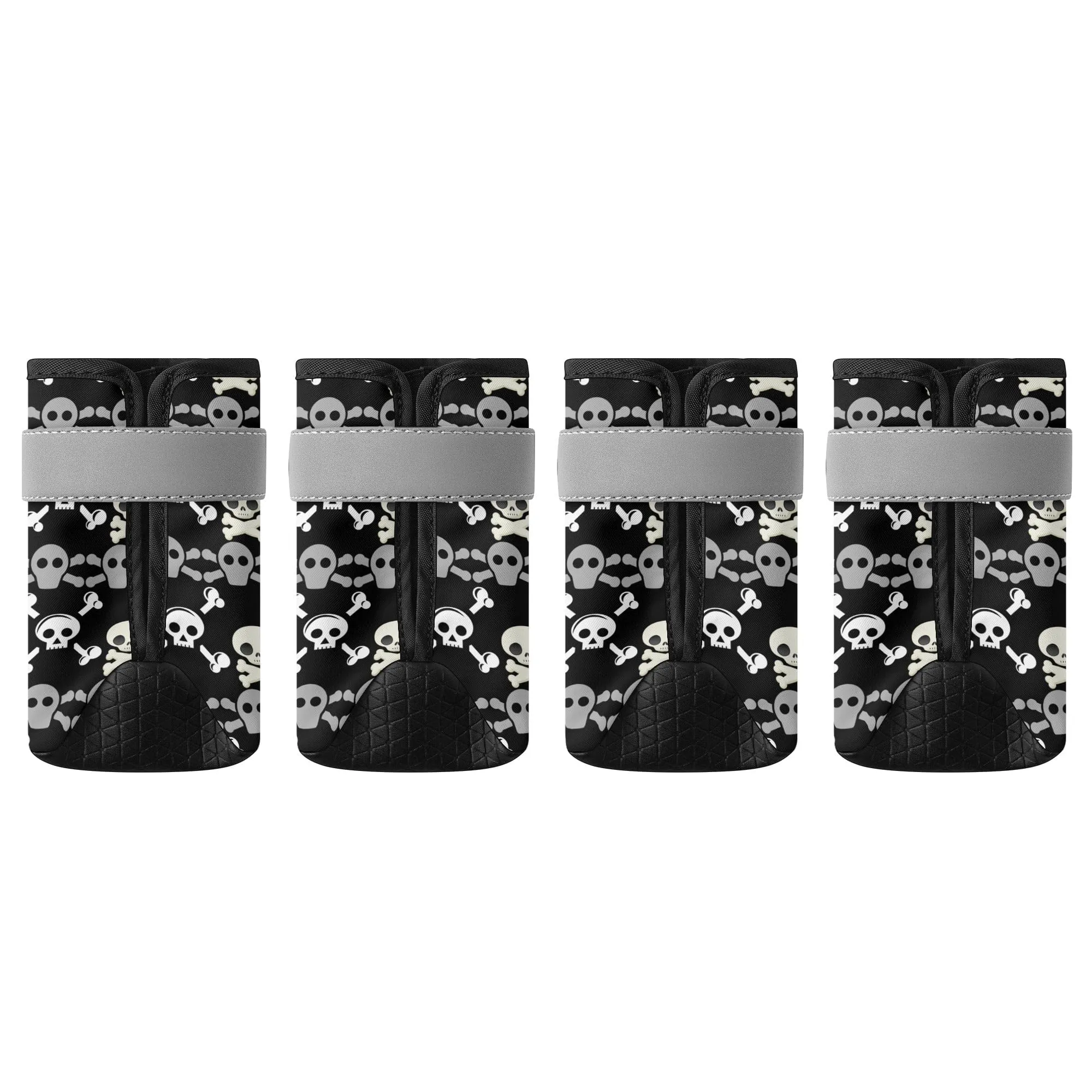 Black With White Skulls Non Slip Dog Socks