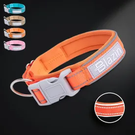 BLAZIN Reflective Dog Collar O-Ring Closure Design for Sensitive Dogs - Soft Neoprene Padding O So Comfy' Dog Collars - Waterproof (Medium, Orange)