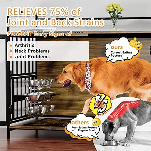 Dog Crate Furniture-Style Cages for Small Dogs Indoor Heavy Duty Super Sturdy Dog Kennels with 2 Stainless Steel Bowls