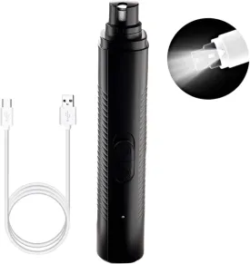 Dog Nail Grinder - USB Rechargeable - LED Light - Professional Electric Pet Nail Trimmer Painless Paws Grooming & Smoothing for Small Medium Large Dogs & Cats (Black)