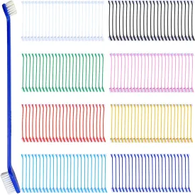 Dog Toothbrush Bulk - 8 Colors Dual Headed Dental Brushes Puppy Tooth Brushing Kit - Long Handle Dog Tooth Brush for Large Small Dogs Cats and Most Pets Teeth Cleaning Dental Care Supplies (200)