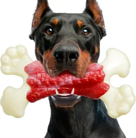 Dog Toys for Aggressive Chewers, Dog Toys for Large Dogs, Indestructible Dog Bones for Aggressive Chewers, Tough and Durable Dog Chew Toy, Real Bacon & Beef Flavors (Beef)