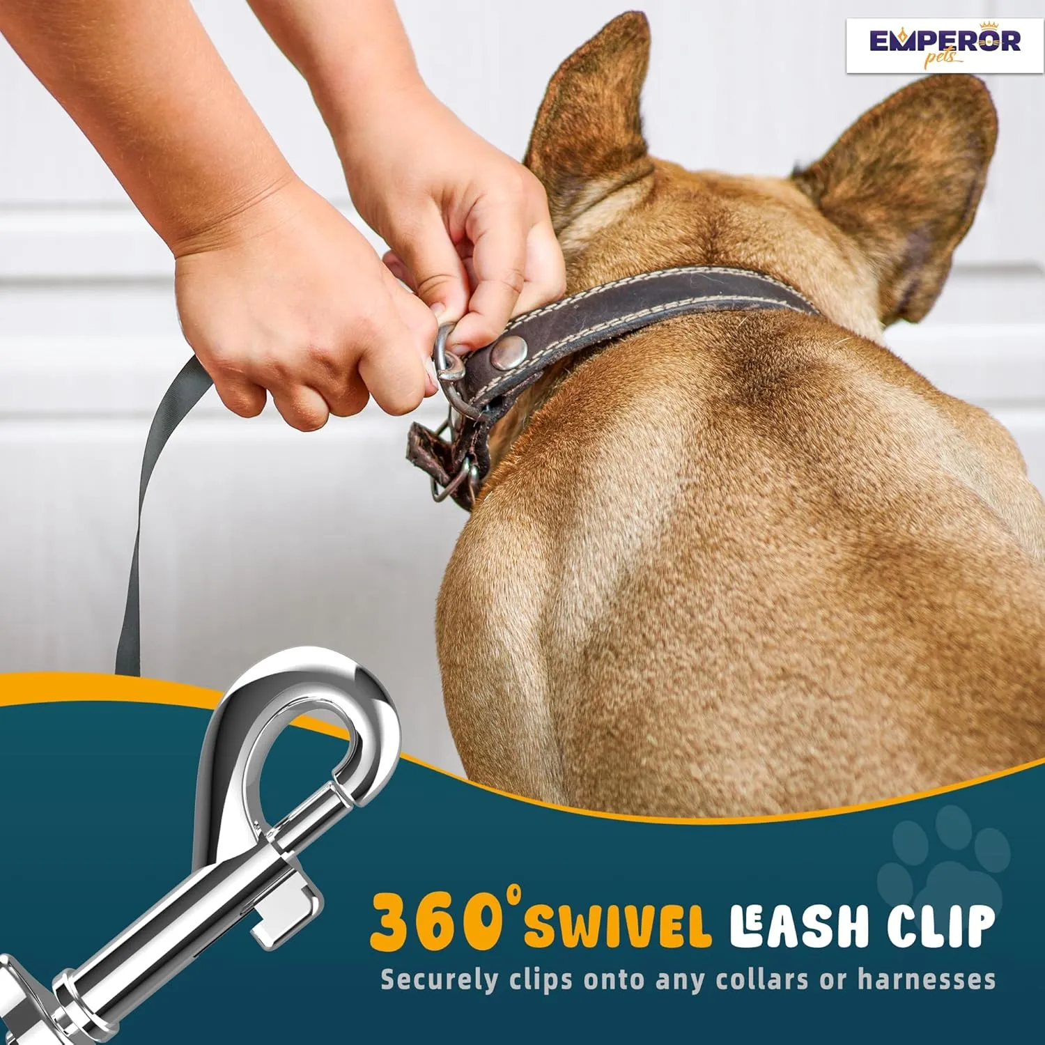 Emperor Pets 26 ft Retractable Dog Leash Black - Heavy Duty Retractable Pet Leash with Anti-Slip Grip - Reflective Dog Leash Tape for Medium to Large Dogs up to 110 lbs -Aura BB26