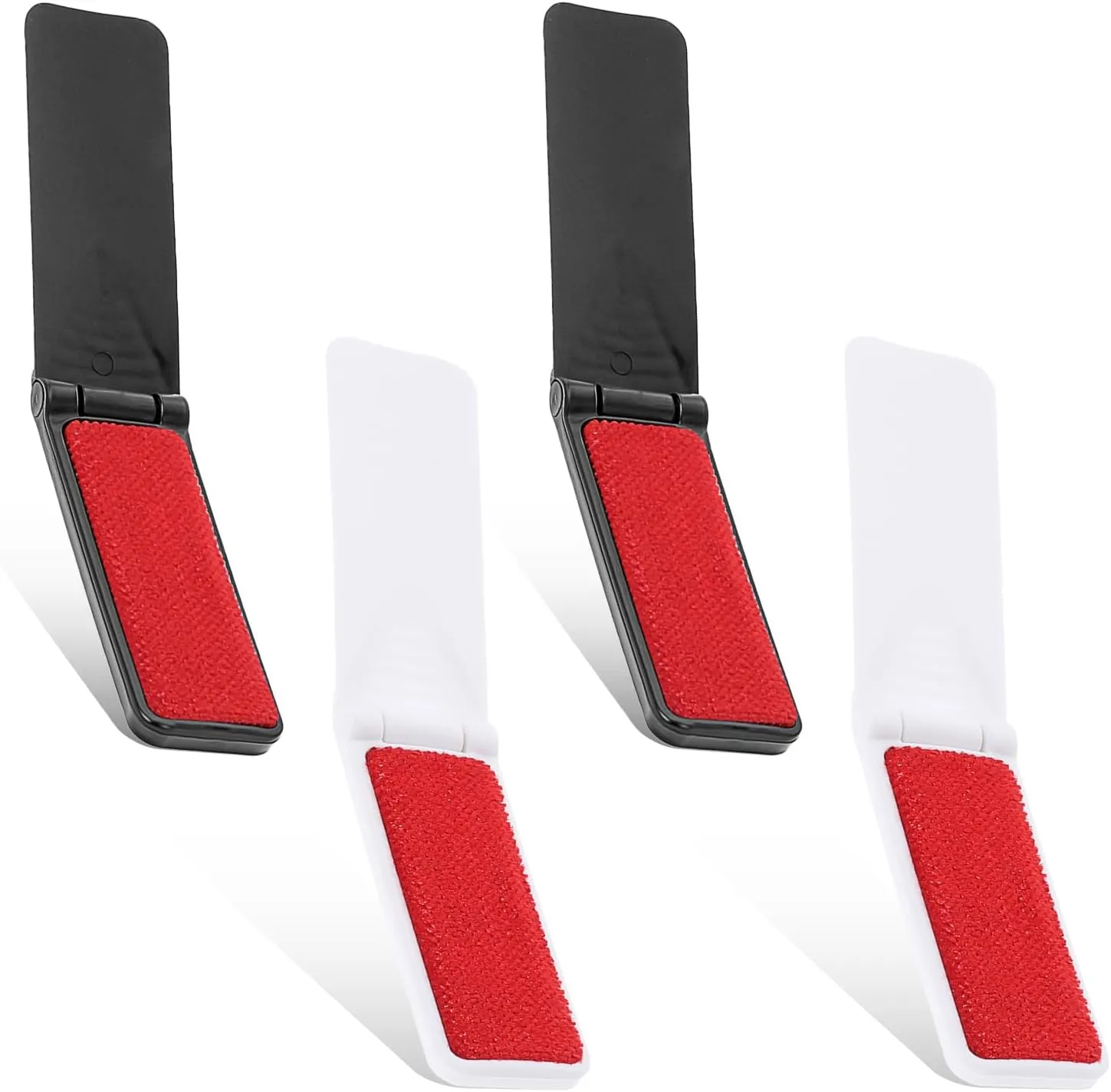 Foldable Lint Brush for Clothes, 4 Pcs Portable Travel Size Lint Remover Brush Reusable Mini Compact Lint Removal Tool for Furniture Couch Sofa Pet Hair Fabric Fluff Dust Removal (Black, White)