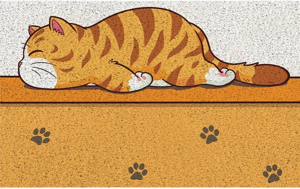 Funny Cats Door Mat for Indoor & Outdoor, 4575cm/30''x17.5'', Captures Dirt Welcome Doormats, Anti-Slip, Durable & Waterproof Doormat for Entryway, Trimmable & Washable(Sleeping Cat)