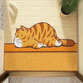 Funny Cats Door Mat for Indoor & Outdoor, 4575cm/30''x17.5'', Captures Dirt Welcome Doormats, Anti-Slip, Durable & Waterproof Doormat for Entryway, Trimmable & Washable(Sleeping Cat)