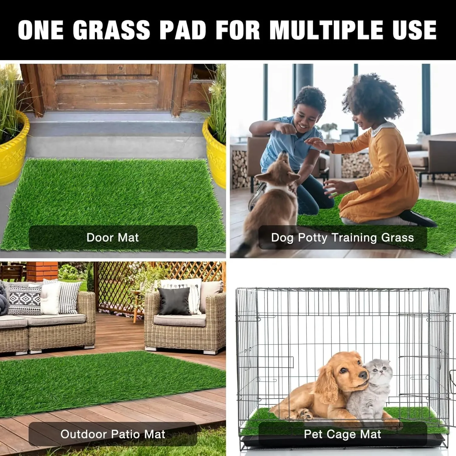 GLOBREEN Artificial Grass Pee Pads for Dogs, Puppy Potty Training Turf, Absorbent Washable Indoor Outdoor Dirty Tripper Pets Entryway Rug, 18 X 28 Inch