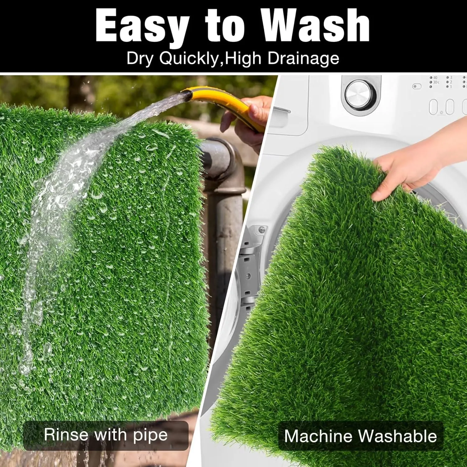 GLOBREEN Artificial Grass Pee Pads for Dogs, Puppy Potty Training Turf, Absorbent Washable Indoor Outdoor Dirty Tripper Pets Entryway Rug, 18 X 28 Inch