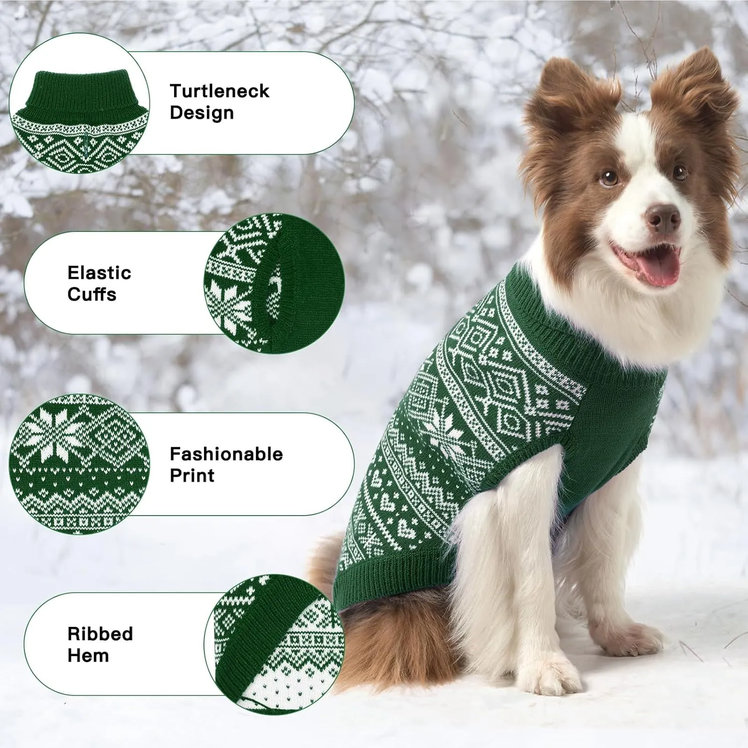 HOMIMP Dog Sweater Argyle - Warm Sweater Winter Clothes Puppy Soft Coat, Ugly Dog Sweater for Small Medium and Large Dogs, Pet Clothing Boy Girl, Green M