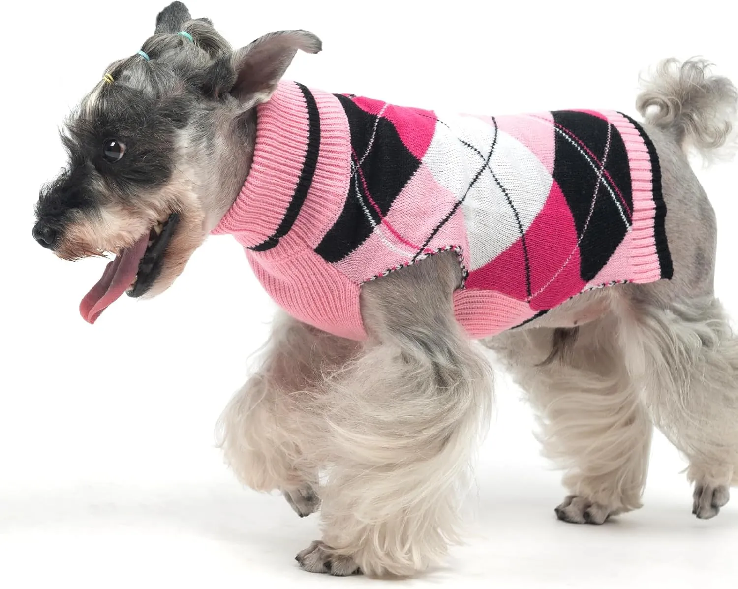 KOOLTAIL Dog Sweater for Small Dogs, Puppy Knitted Clothes - Classic Plaid Pullover Turtleneck Thick Warm Fall Cat Sweaters with Leash Hole, Dog Winter Clothes for Chihuahua Dachshund Girls Boys, XS