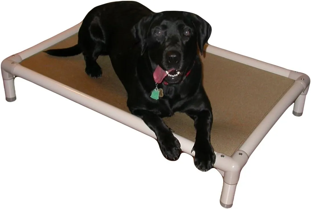 Kuranda Chewproof Bed - Almond PVC - 35" x 23" - Heavy Duty Vinyl - Smoke