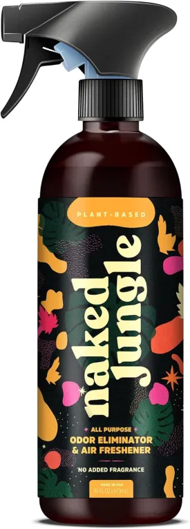 Naked Jungle Premium Plant-Based Odor Eliminator for Strong Odors, Air Freshener Spray, Non Toxic Air Fresheners For Home, Room Deodorizer, No Added Fragrances (16oz, 24oz & 32oz)