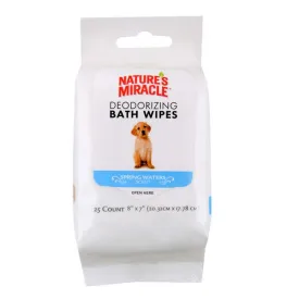 Natures Miracle Deodorizing Bath Wipes Spring Waters Scent 25ct