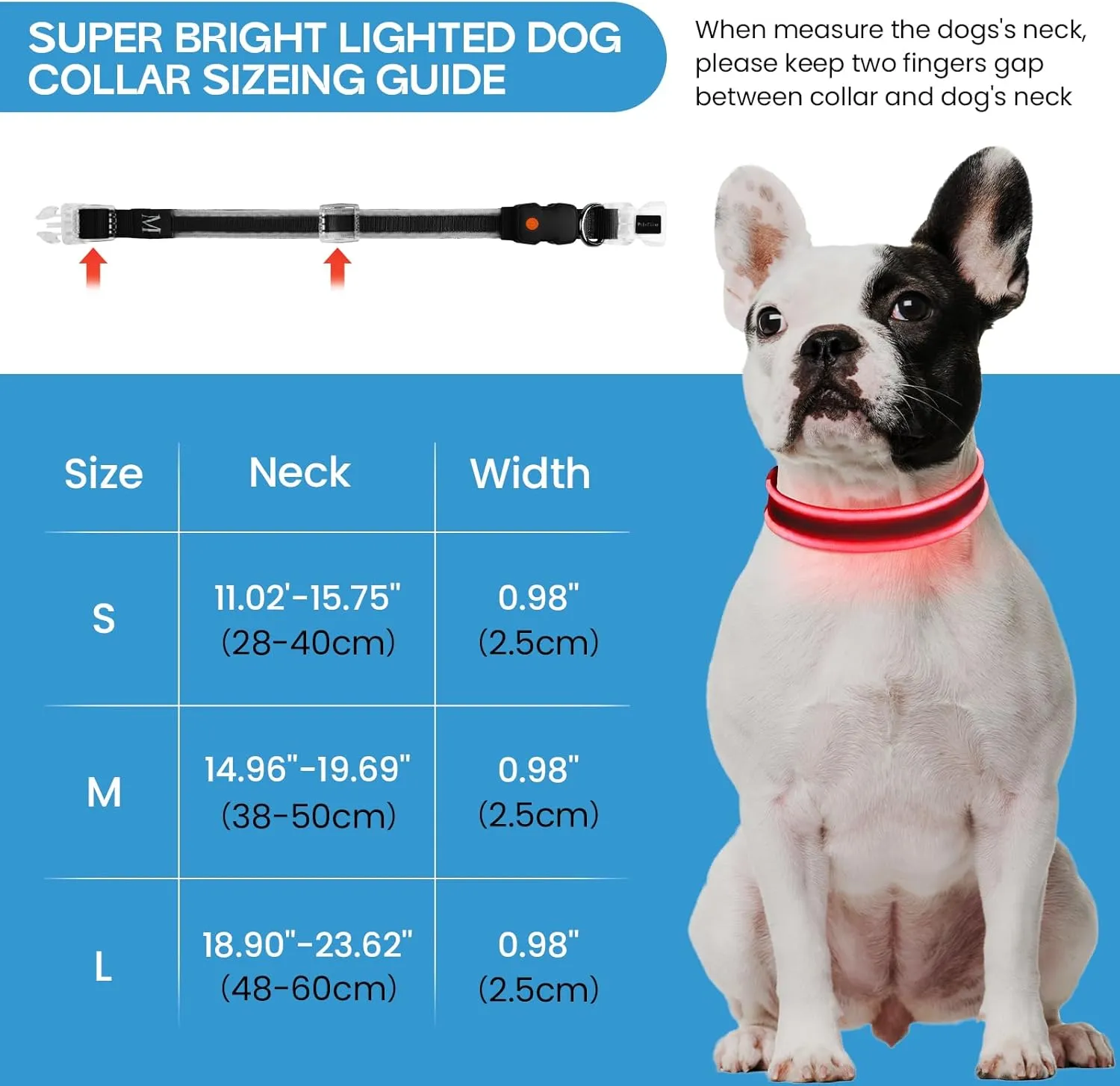 PcEoTllar Light up Dog Collars Rechargeable, LED Dog Collar Night Walking, Waterproof Flashing Glow in The Dark Dog Collars, Adjustable Dog Lights for Large Small Medium Dogs Red-m