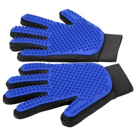 Pet Grooming Gloves Cat Brushes for Gentle Shedding - Efficient Pets Hair Remover Mittens - Dog Washing Gloves for Long and Short Hair Dogs & Cats & Horses - 1 Pair (Blue)