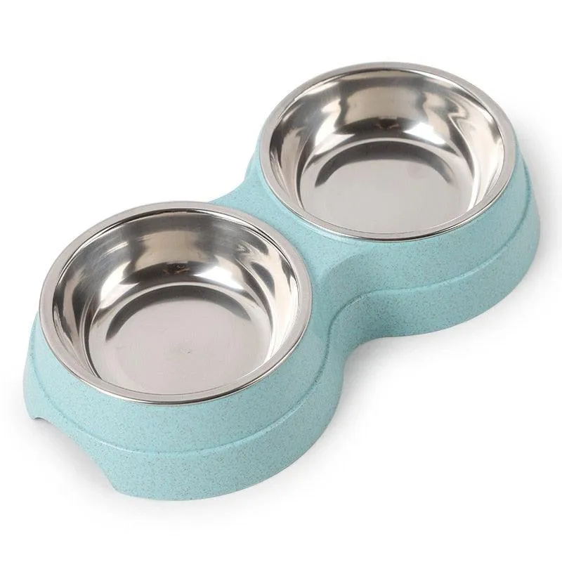 Pet Stainless Steel Double Bowl Feeder