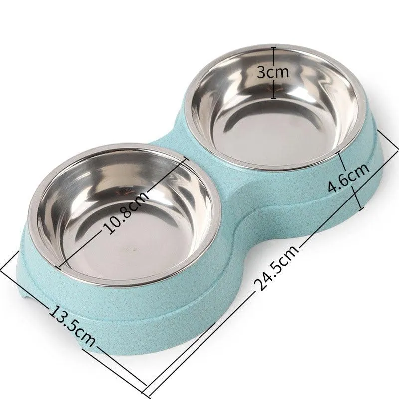Pet Stainless Steel Double Bowl Feeder