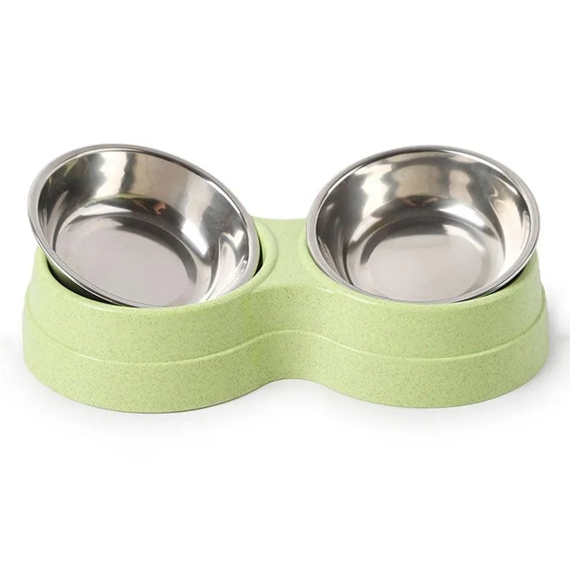 Pet Stainless Steel Double Bowl Feeder