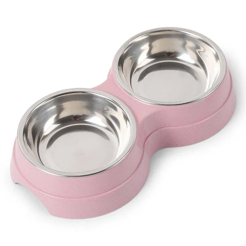 Pet Stainless Steel Double Bowl Feeder