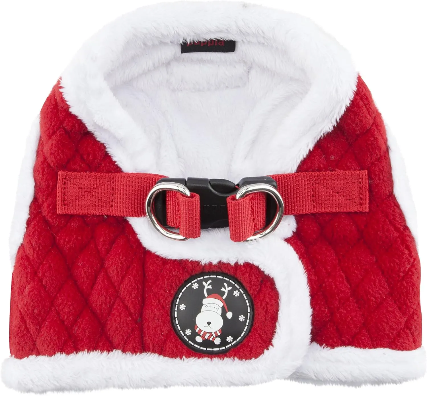 Puppia Blitzen Vest Dog Harness Step-in Warm Winter Christmas Holiday Harness for Small and Medium Dog, Red, X-Large