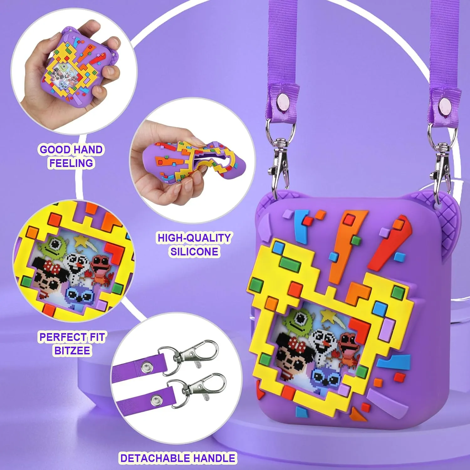 Silicone Cover Case for Bitzee Disney Interactive Toy, Soft Silicone Protective Bag, Protective Skin Sleeve for Bitzee Virtual Electronic Pets Accessories, Purple
