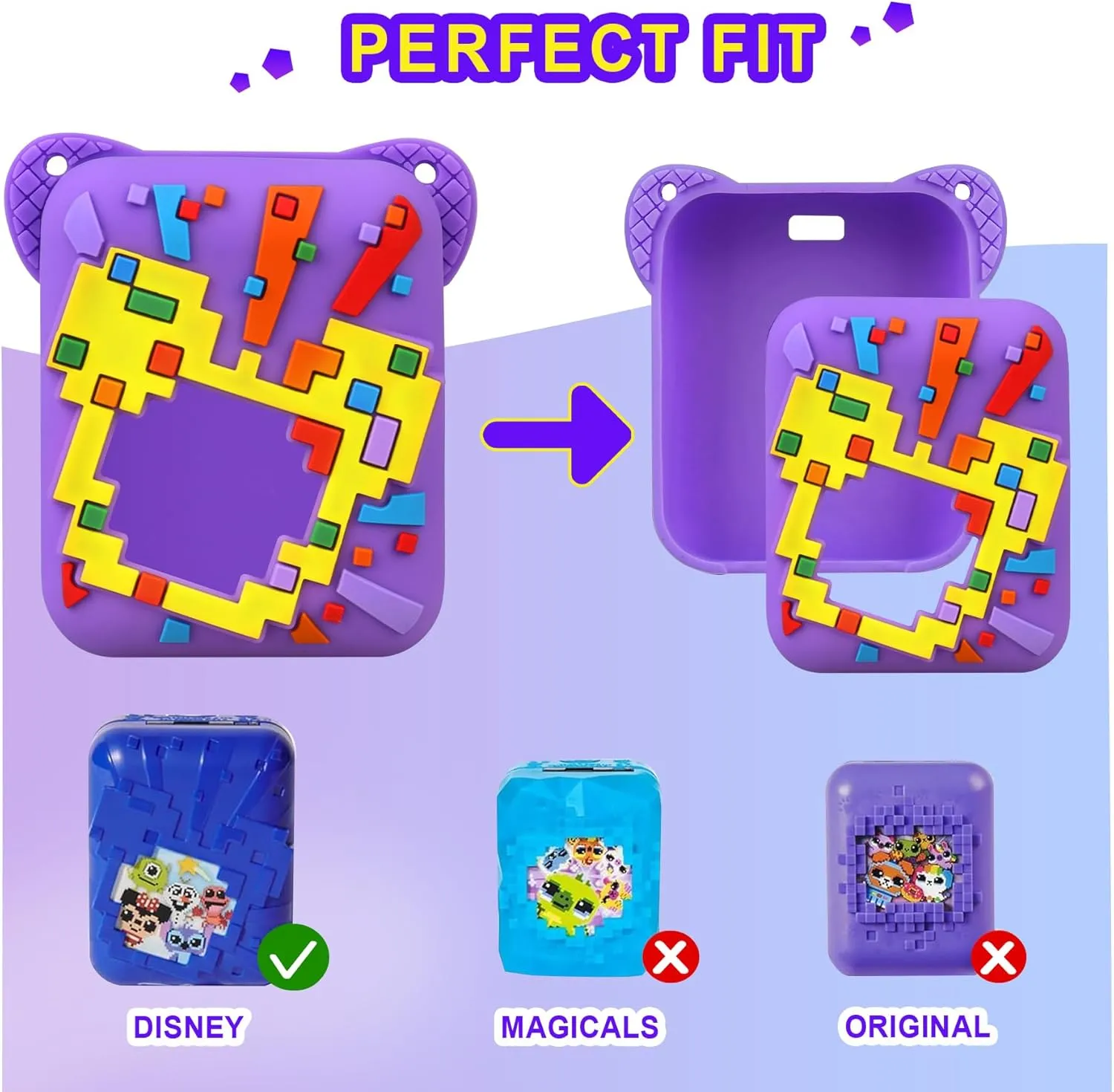 Silicone Cover Case for Bitzee Disney Interactive Toy, Soft Silicone Protective Bag, Protective Skin Sleeve for Bitzee Virtual Electronic Pets Accessories, Purple
