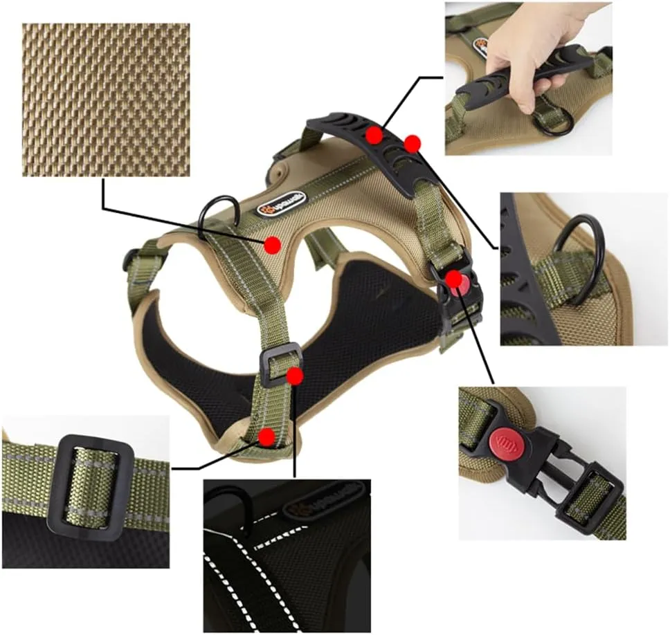 Tactical Dog Harness and Leash Set for Extra Large Dogs, No Pull Heavy Duty Pet Vest Collar with Handle, Reflective Walking Harnesses with Leashes, Anti Escape Chest Collars for Puppy XL