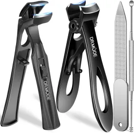 Toenail Clippers for Thick Nails for Seniors, Angled Head Long Handled Toe Nail Clippers for Seniors Men with Wide Jaw Opening, Heavy Duty Large Finger Nail Clippers Adult Cutter with Catcher, Black