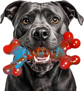 Tough Dog Toys for Aggressive Chewers, Indestructible Dog Chewers for Medium Large Breeds, Dogs Chew Toys Bone, Dogs Toys to Keep Them Busy, Boredom Toy for Large Breed, Bacon Flavor