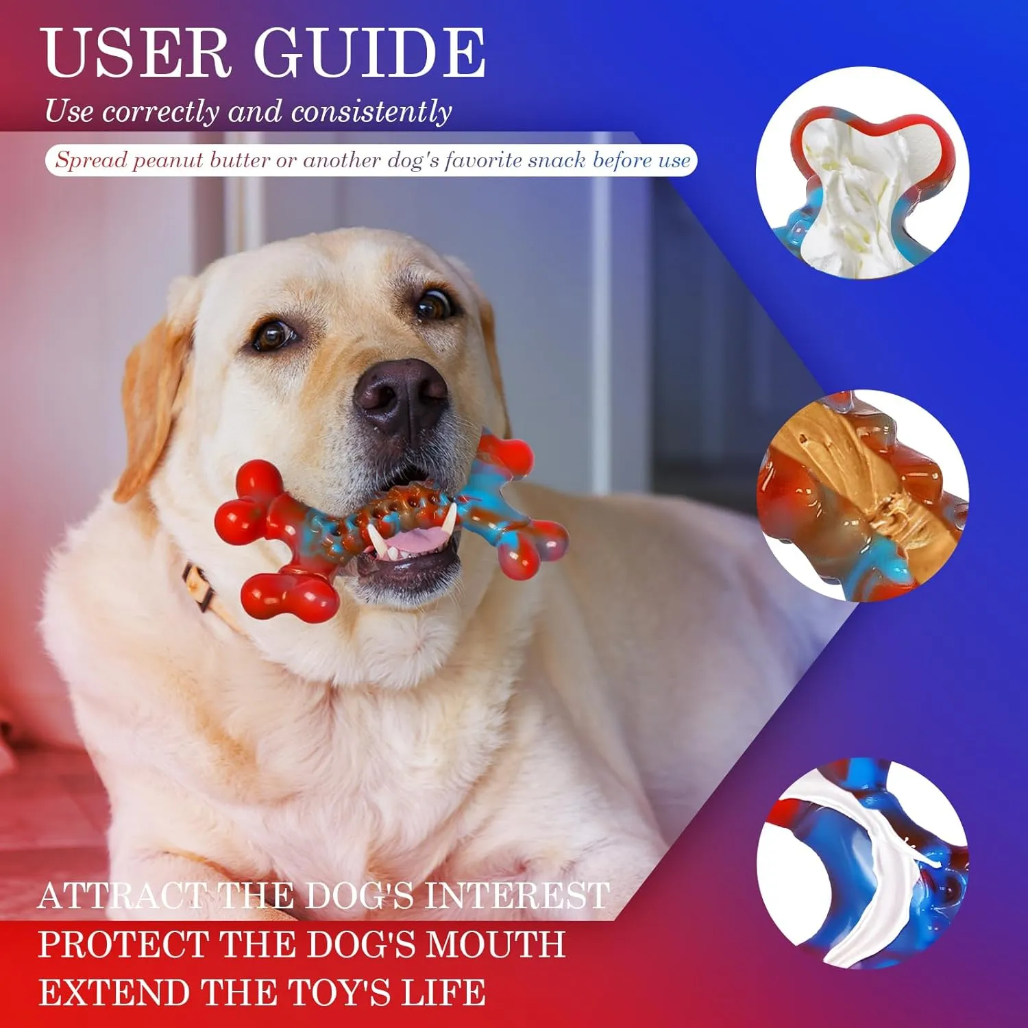 Tough Dog Toys for Aggressive Chewers, Indestructible Dog Chewers for Medium Large Breeds, Dogs Chew Toys Bone, Dogs Toys to Keep Them Busy, Boredom Toy for Large Breed, Bacon Flavor