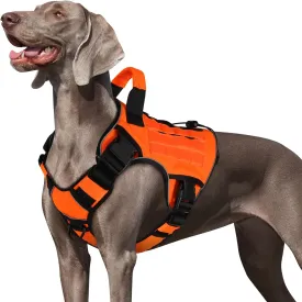 WINGOIN Orange Tactical Dog Harness Vest for Large Dogs No Pull Adjustable Reflective K9 Military Dog Service Harnesses with Handle for Walking, Hiking, Training(L)
