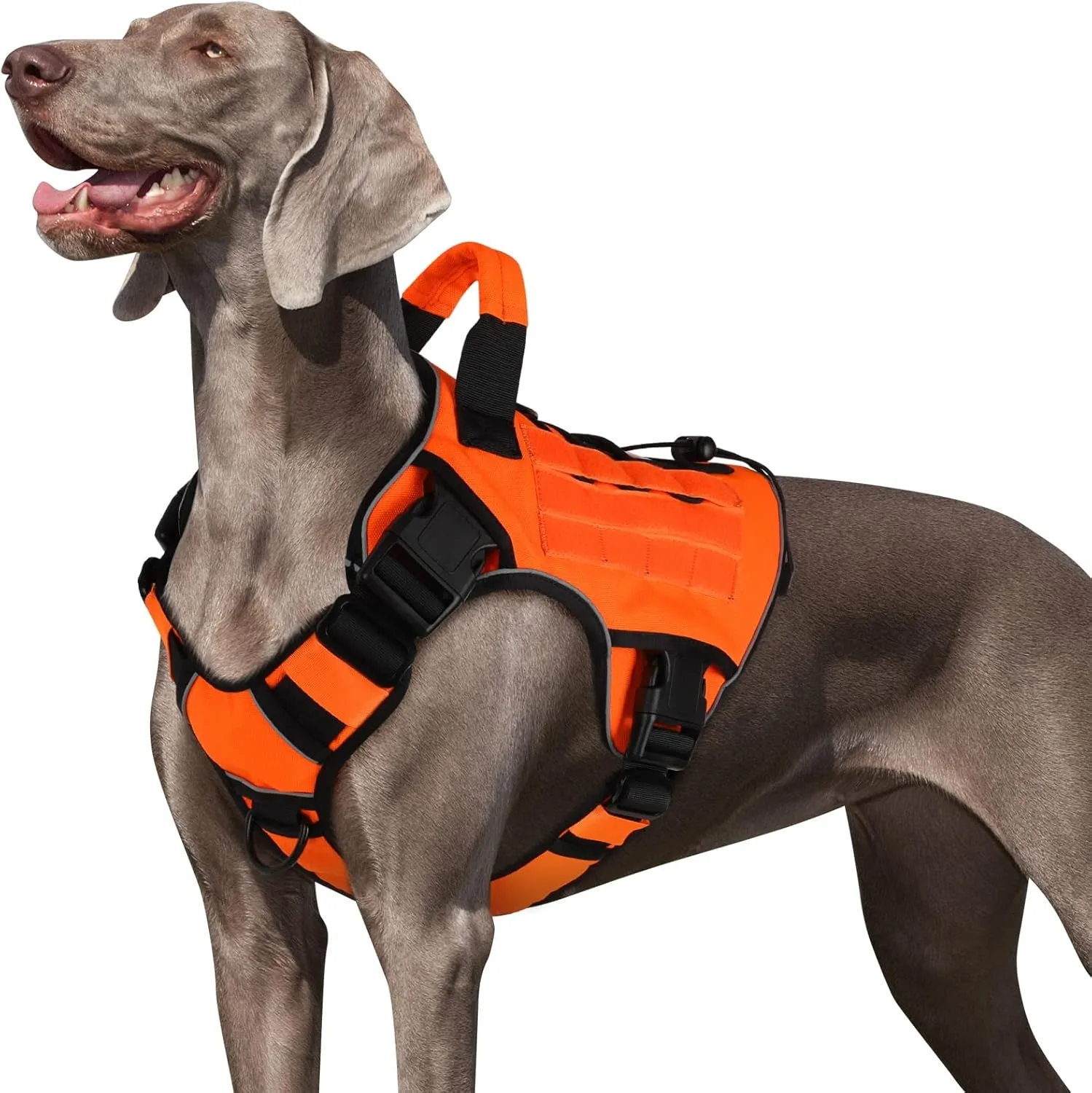 WINGOIN Orange Tactical Dog Harness Vest for Large Dogs No Pull Adjustable Reflective K9 Military Dog Service Harnesses with Handle for Walking, Hiking, Training(L)